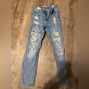 Wax Jean Blue Skinny Distressed Denim